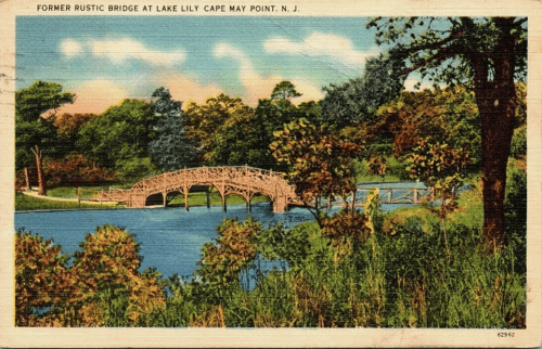 This vintage postcard, postmarked 1941, shows the bridge constructed by Pittsburgh physician Randall Hazzard that became a fishing and photo opportunity spot for many visitors.  