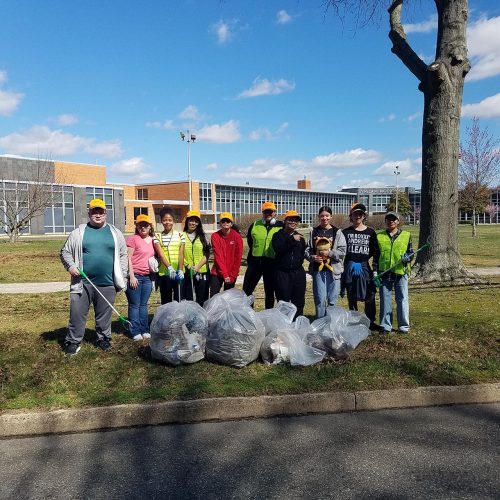 Vineland High School SHAPE Club removed debris from areas in Vineland. 