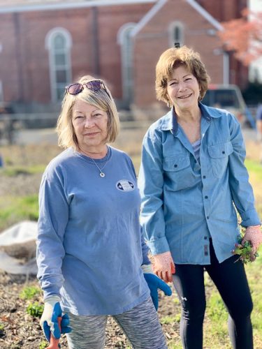 Linda Finch on left with CU work buddy Kathy Geiger. 