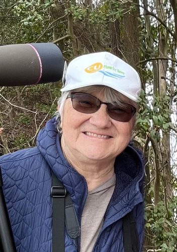 Mary Watkins leading a nature walk on the Natural Lands Trust Eagle Trail, in Downe Township.