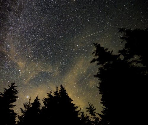 Meteor showers get their names from the constellation where their radiant is located. Perseids come from Perseus, hence the name Perseids. This is a 30-second exposure taken during the Perseid meteor shower in 2021 at Spruce Knob, West Virginia. PHOTO: NASA/Bill Ingalis