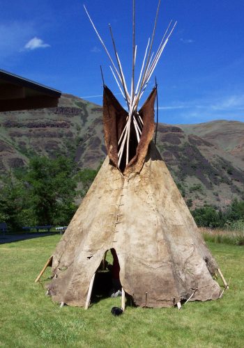 TOP: Buffalo-hide tipi (circa 1850s). Photo: Nez Perce National Historical Park and National Park Service Management Program, public domain