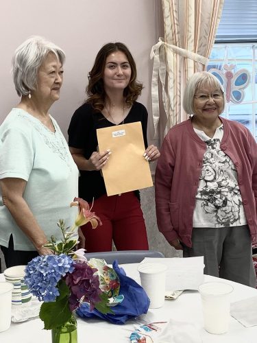 From left: Yuki Nancy Tamm, grandmother of Shayde; Shayde DeSail presented with the Charles and Mary Nagao Scholarship; and Irene Nagao Kaneshiki, who presented the award from the Seabrook JACL.