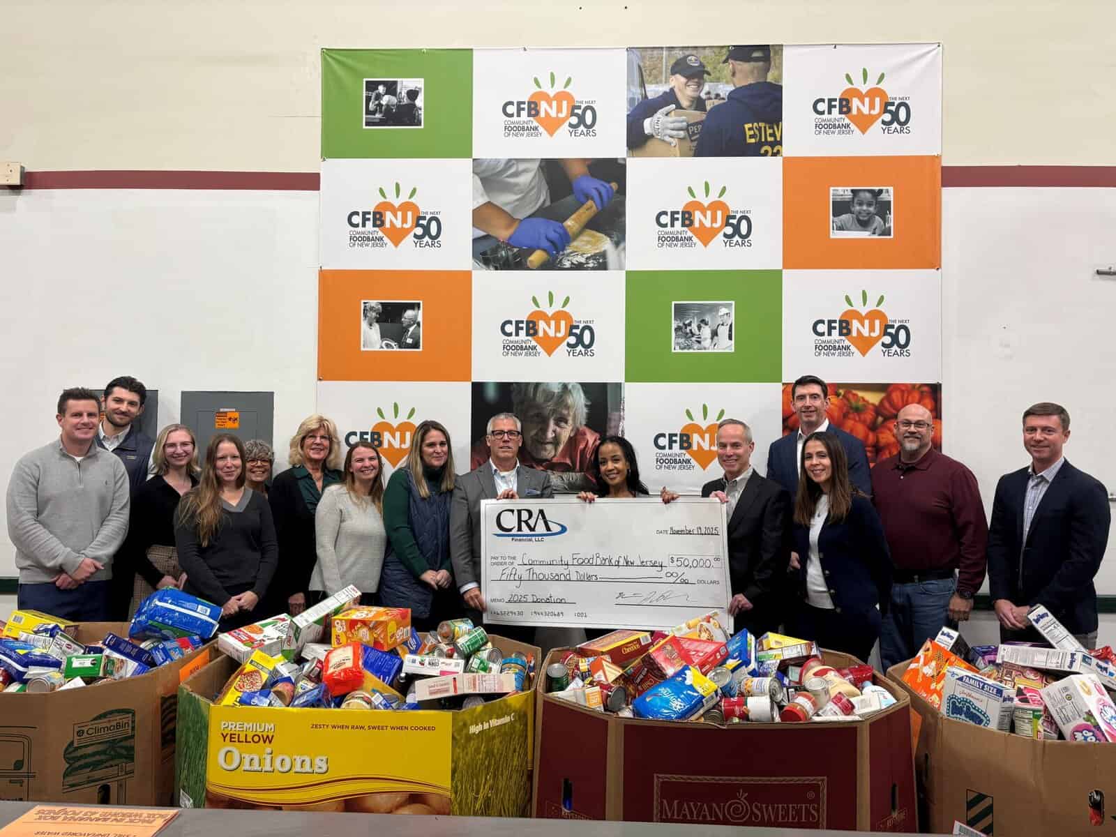 CRA Financial Services LLC Announces $50,000 Contribution to the Community FoodBank of New Jersey