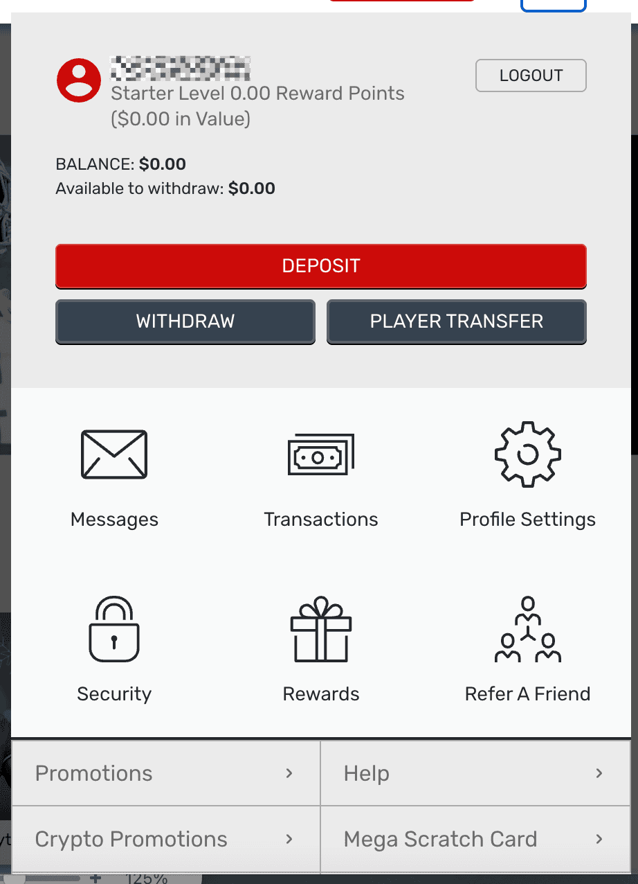 Bovada Account Dashboard