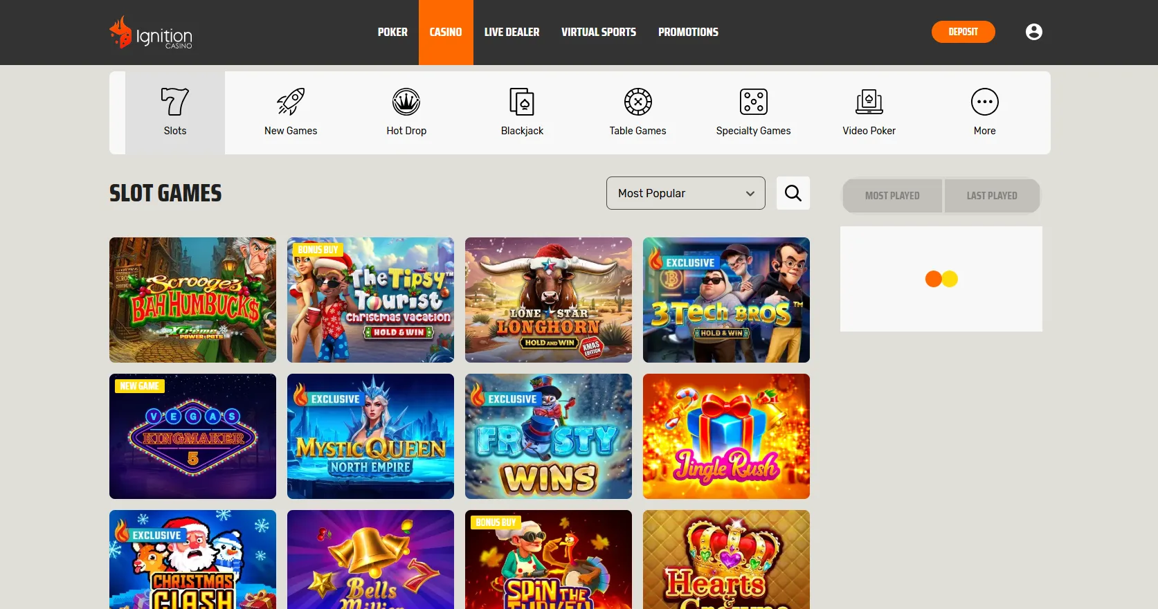 Ignition Casino Slots Games Lobby - Hot Drop Jackpots