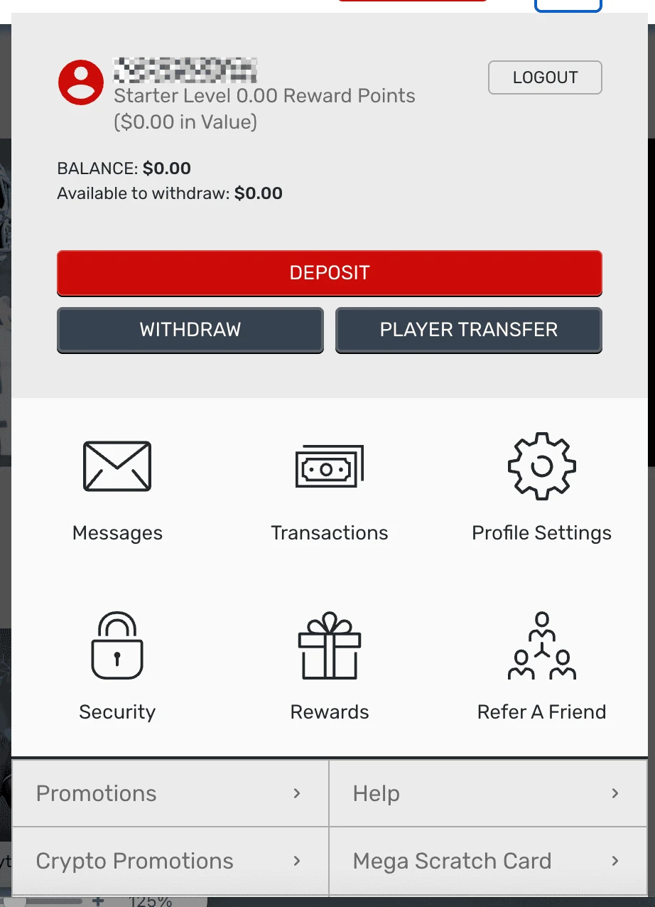 Bovada Account Dashboard